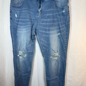 Unbranded Jeans Womens Plus Size 22 Light Wash High Rise Distressed Skinny